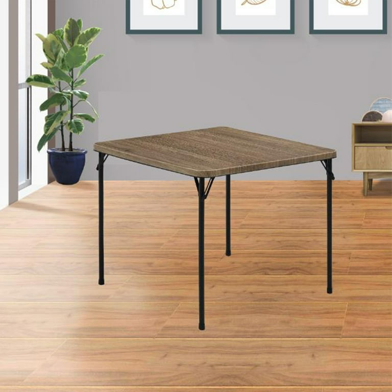 Mainstays 34inch Straight Top Folding Table, Card Table, Rustic