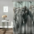 thumbnail image 2 of Autua Elephants Smoke Wildlife Shower Curtain Set with Hooks 100% Polyester 36"x72, 2 of 7