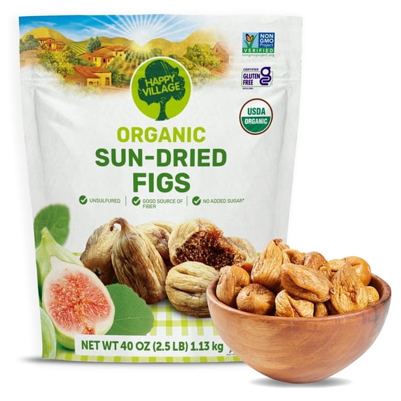 Happy Village Organic Sun-Dried Figs, 2.5 lb Resealable Bag