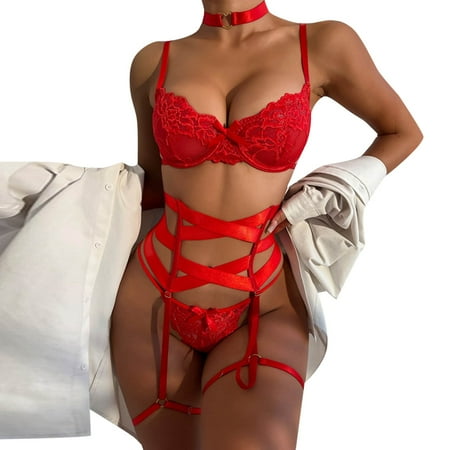 

Womens Underwear Set Lace Bra And Underwear Set Strap Lace Underwear Solid Suspenders Strap Shaping Split Set