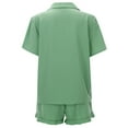 thumbnail image 4 of XIAONU Solid Color Pajama Set for Women Silky Soft Short-Sleeve Shirt Shorts Set Comfortable Elegant Relaxing Sleepwear Set, 4 of 8