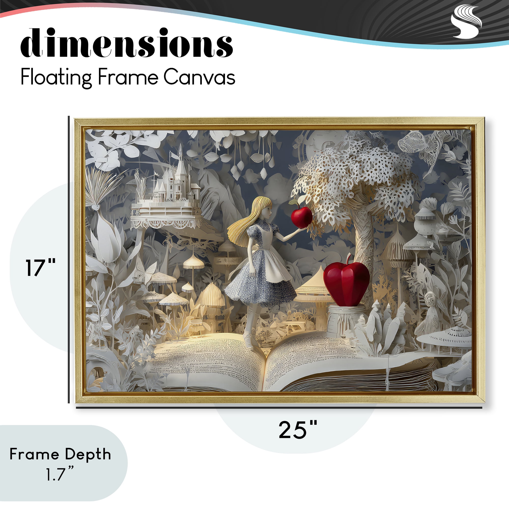 Stupell Industries Fairytale Scene Papercraft Gold Framed Floater Canvas Wall Art, design by The Wands Want