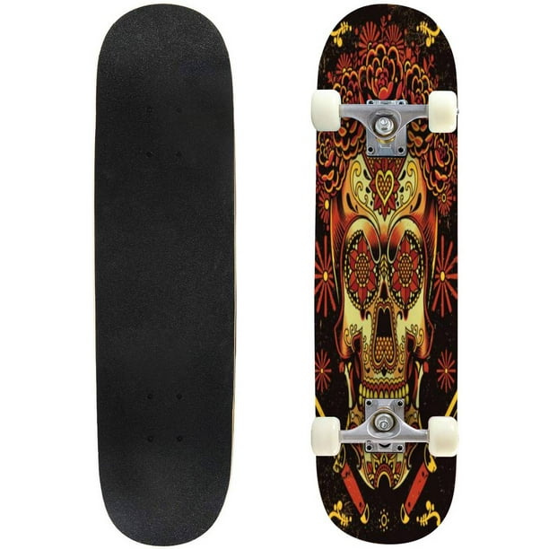 Gewond raken Nodig hebben Ongelijkheid Sugar Skull stock Outdoor Skateboard Longboards 31"x8" Pro Complete Skate  Board Cruiser - Walmart.com
