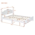 thumbnail image 6 of Queen Size Retro Style Wood Platform Bed, Bed Frame with Wooden Slat Support, Vintage Headboard, Retro Style Platform Bed No Box Spring Required, Easy Assembly, White, 6 of 8