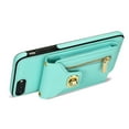 thumbnail image 3 of Dteck for iPhone 7 Plus / 8 Plus Zipper Pocket Case, Flip PU Leather Wallet Crossbody Shoulder Strap Lanyard Case with Credit Card Holder Women RFID Blocking Protective Purse Cover, mint, 3 of 7