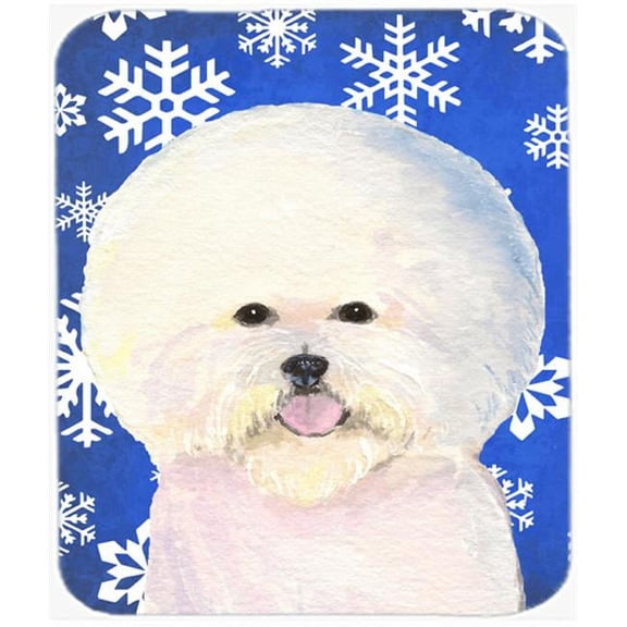 Bichon Frise Winter Snowflakes Holiday Mouse Pad, Hot Pad or Trivet