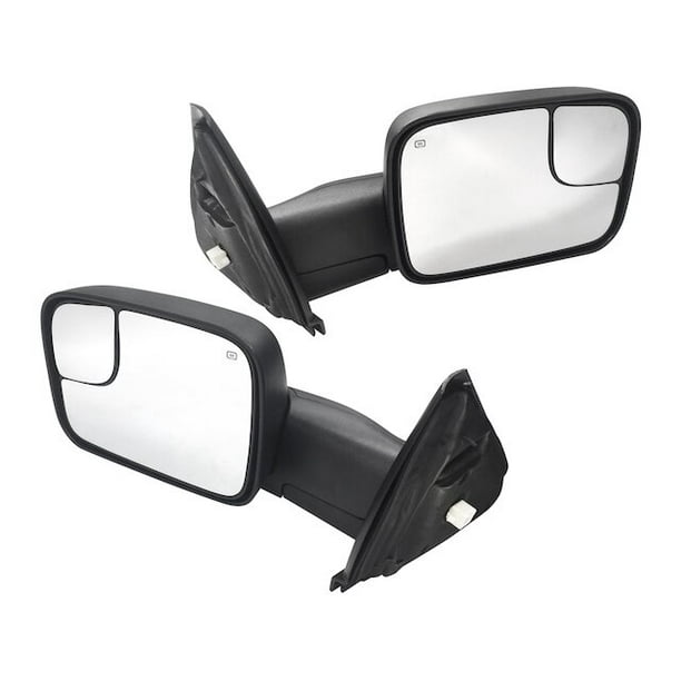Power Mirror Set Trailer Towing, Manual FlipUp, Heated, Black