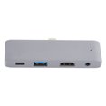 thumbnail image 1 of Hub USB C 4 en 1 Aleación de aluminio USB C a USB USB3.0 HDTV AUX 3.5mm USB C Splitter para OS X Tablet Pro, 1 of 10