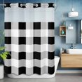 thumbnail image 3 of No Hook Shower Curtain, Black White Plaid Long Bathtub Curtains with Snap in Liner, Spring Farmhouse Buffalo Checkered Waterproof Washable Fabric Shower Curtain Set, 72"W x 84"L, 3 of 9