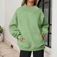 thumbnail image 5 of Fiaer Womens Crew Neck Sweatshirts Long Sleeve Pullover Oversized Loose Fit Comfort Solid Basic Tops with Pocket Green XXXL, 5 of 6