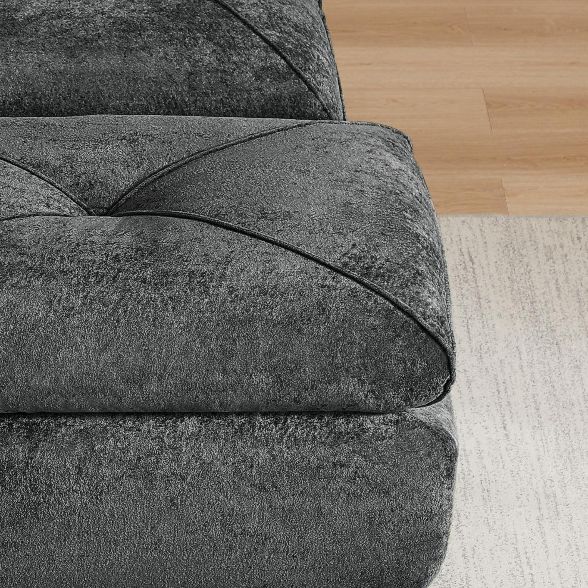 Sailvan Modern Chenille Sectional Sofa with Ottoman,Modular Living Room Couch for Apartments and Families,Comfortable Minimalist Seating Dark Gray