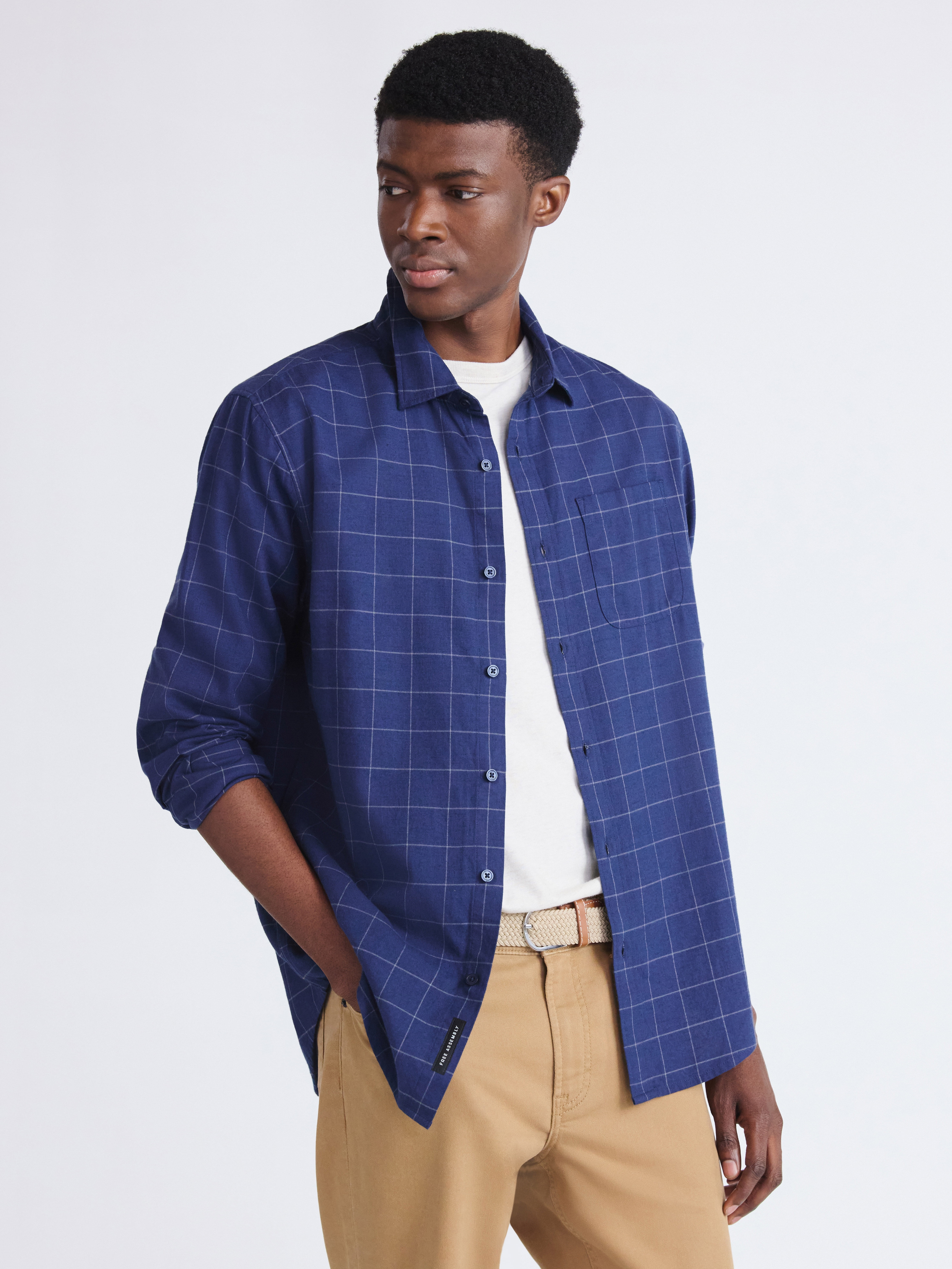 Free Assembly Men's Cotton Button Down Oxford Shirt with Long