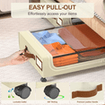 thumbnail image 3 of GoMaihe Under Bed Storage with Wheels: XXL 48L Underbed Storage Containers with Clear Lids - Rolling Drawers & Bins for Shoes Clothes in Dorm Bedroom - Space-Saving Easy Pull-out Beige 2-Pack, 3 of 5