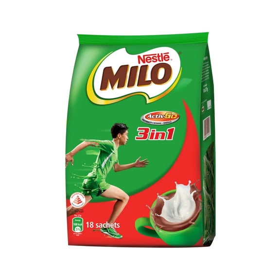 Nestle Milo 3-in-1 Chocolate Powder  - Instant Malt Chocolate Milk Powdered Drink - Fortified Energy Drink - More Chocolatey & More Malty - Imported from Singapore, 16 Sachet