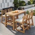 thumbnail image 2 of 5-Piece Rustic Patio Bar Set, Patio Table and Chairs Set with Ergonomic Chairs, Solid Wood Slatted Tabletop for Poolside, Balcony, Backyard, Porch, 2 of 5