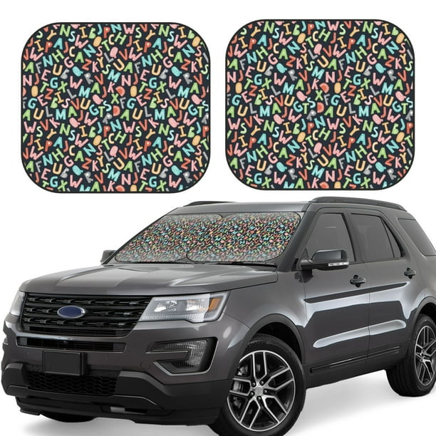 Fotbe Alphabet Juego de 2 Piezas de Parasoles para Parabrisas | Bloqueador Solar para Auto | Accesorios Plegables para Protección Solar Interior-Medium