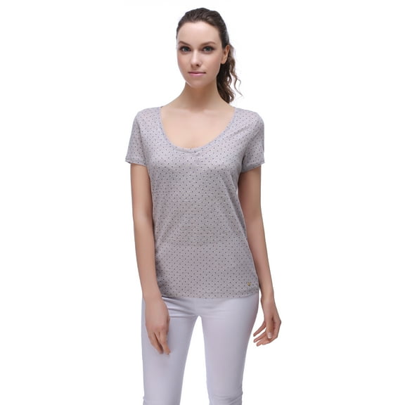 Richie House Women's Linen T-shirt with Polka Dot Print RH2034-M
