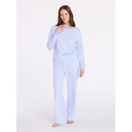 Joyspun Women's Mommy-Daughter Family Matching Cotton Blend Sleep Top and Pants Pajama Set, 2-Piece, Sizes XXS-3X