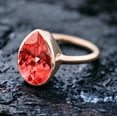thumbnail image 3 of Teardrop Ceylon Padparadscha Sapphire Gemstone Ring Bezel Set Ring Rose Gold Plated Ring Women Stacking Jewelry Personalized Birthday Gift, 3 of 6