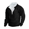 thumbnail image 2 of pstuiky hombres de manga larga, Sudadera con capucha informal para hombre, estilo retro, con cuello alto, cremallera y manga larga, estilo marinero holgado Tops de talla grande para hombre m, 2 of 3