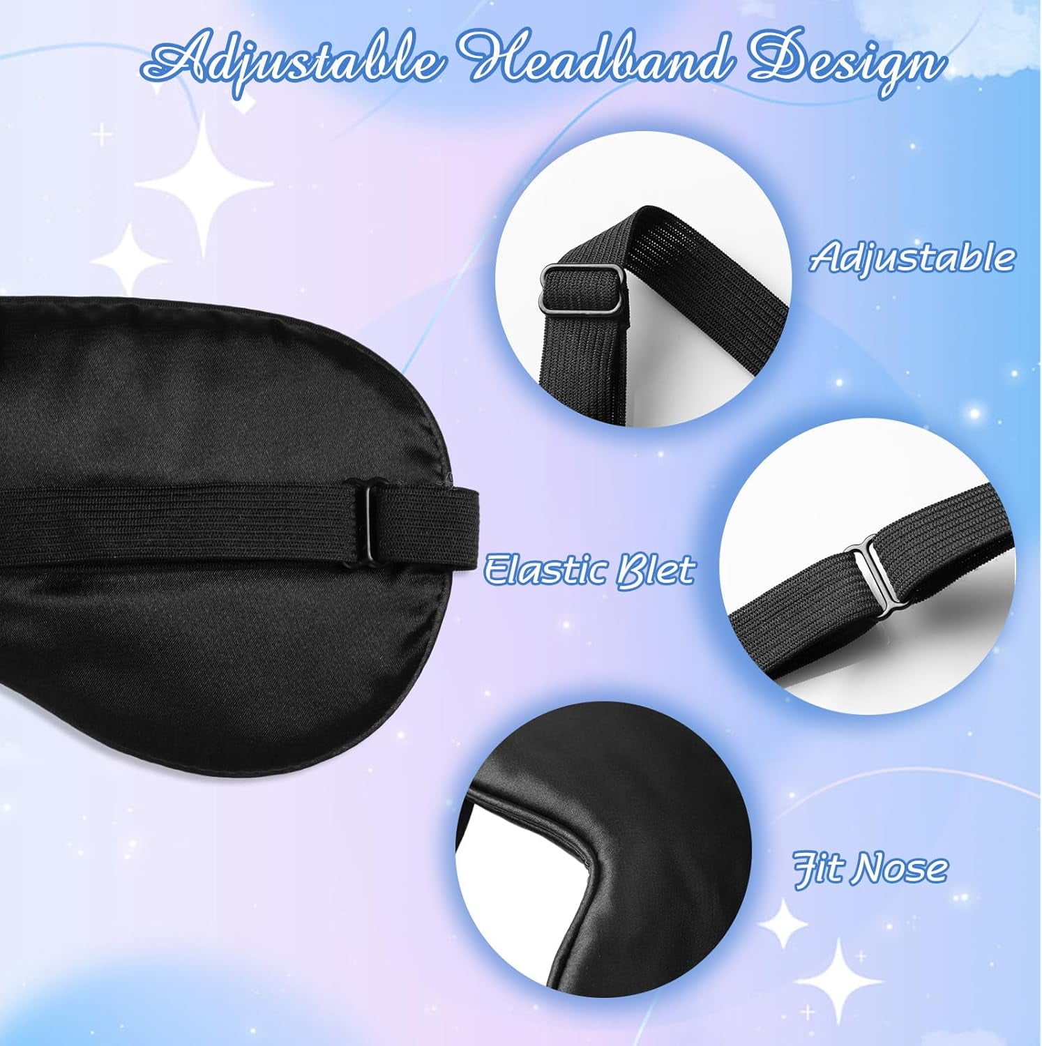 Cozyall  Silk Sleep Eye Mask Soft Eye Covers for Sleeping with Adjustable Strap Sleep Mask Blindfold for Sleeping Blocking out Lights Travel Relax