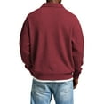thumbnail image 3 of Men's Casual Waffle Knit Quarter Zip Pullover Long Sleeve Solid Zipper Collar Sweatshirt, 3 of 3