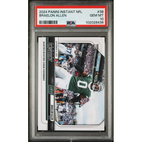 Graded 2024 Panini Instant NFL Braelon Allen #38 Rookie RC Football Card PSA 10 Gem Mint