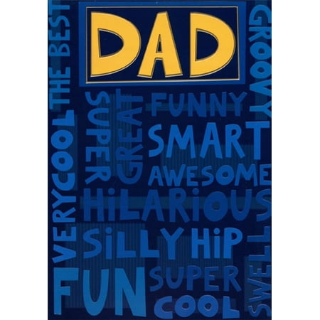 Designer Greetings Blue Words: Funny, Smart, Awesome, Super, Great Father's Day Card for Dad
