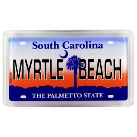 Myrtle Beach South Carolina License Plate Acrylic Small Fridge Collector's Souvenir Magnet 2 inches X 1.25