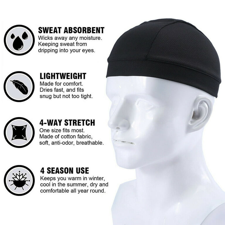3 Pack Cooling Skull Cap Helmet Liner Sweat Wicking Cycling Running Hat for  Men Women