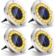 thumbnail image 1 of Focos solares para jardín de exterior, paquete de 4, 16 LED, impermeables IP65, inalámbricos, de acero inoxidable, para césped, camillas, caminos y plantas., 1 of 5