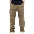 thumbnail image 3 of UVEASISHA Cargo Pants for Men Wide Leg,Mens Tactical Pants Casual Elastic Waist Hiking Cargo Pants Outdoor Lightweight Relaxed Streetwear Pants with Multi Pockets Sales Today,Yellow,XL, 3 of 5