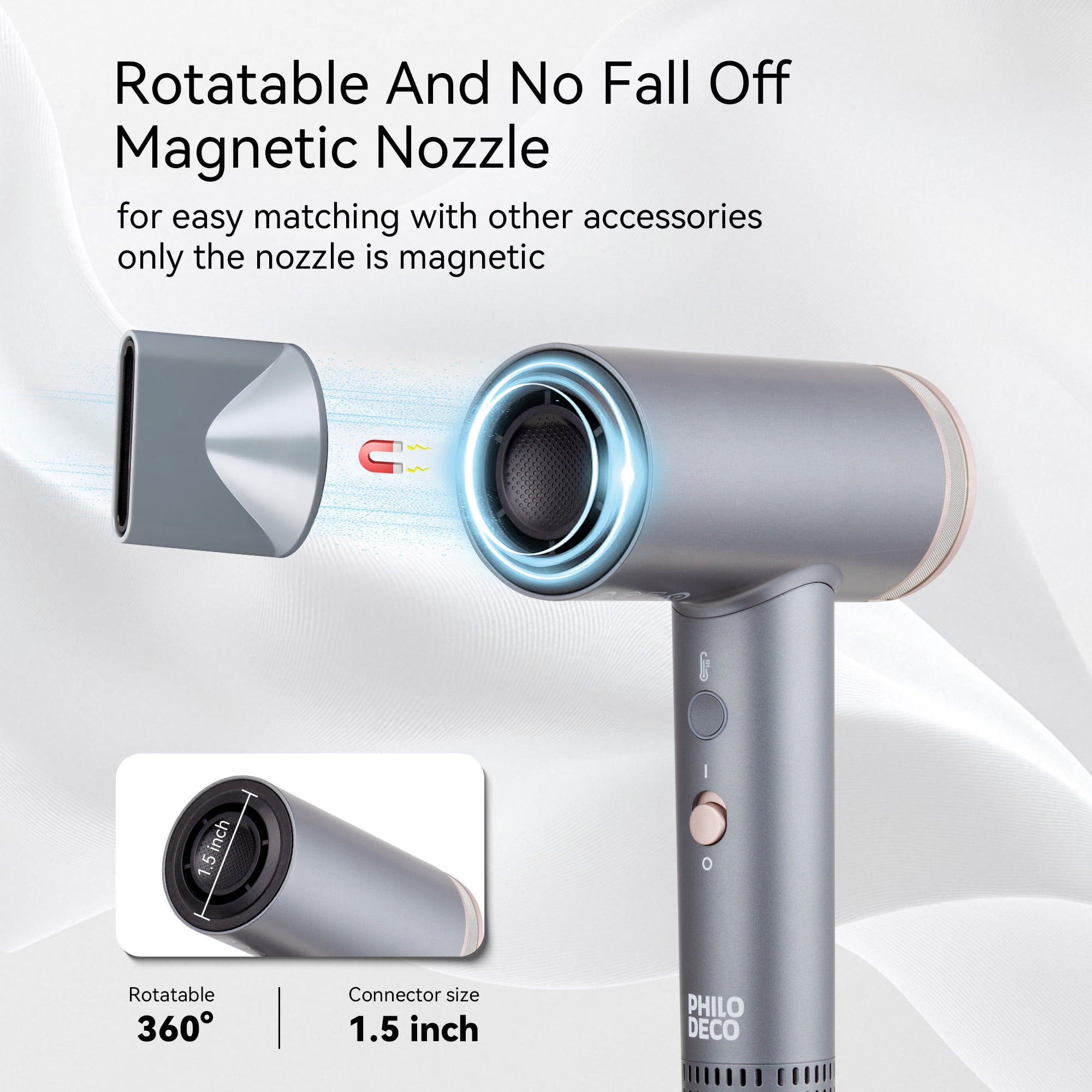 PhiloDeco Hair Dryer for Women, 110000 RPM Professional Ionic Hair Dryer with 500 Million Negative Ions, Fast-Drying, Hair Dryer with Diffuser & Nozzle, Lightweight Blow Dryer for Travel