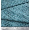 thumbnail image 2 of Soimoi Blue Silk Fabric Stripe & Alphabets Text Printed Craft Fabric by the Yard 42 Inch Wide, 2 of 3