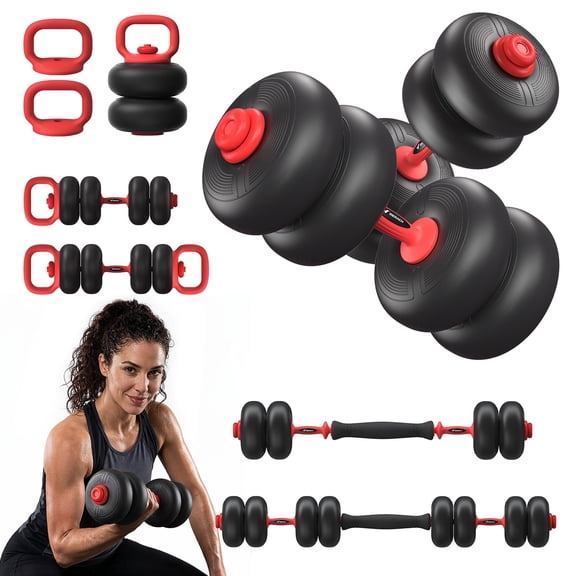 MERACH Adjustable Soft Dumbbell Set, Kettlebells and Barbell Weight Set for Home Gym, 45lbs