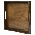 thumbnail image 3 of KINWELL  Square Black Walnut Wood Serving Tray Ottoman Tray with Handles 14"x14"x2", 3 of 5