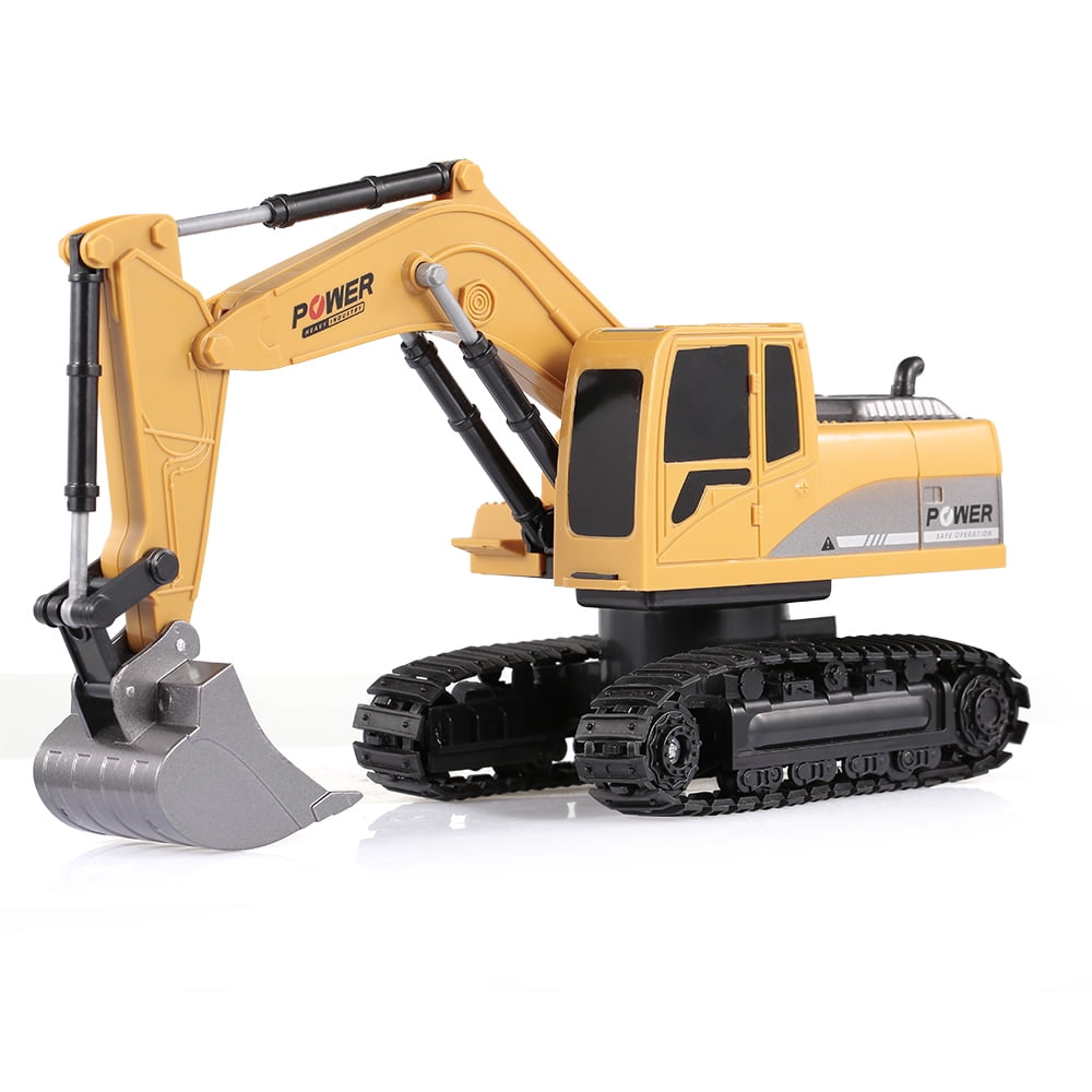 RC Excavator Truck Toy Construction Tractor Car for Toddler Boy Full Functional Remote Control Excavator with Metal Shovel Lights and Sounds 