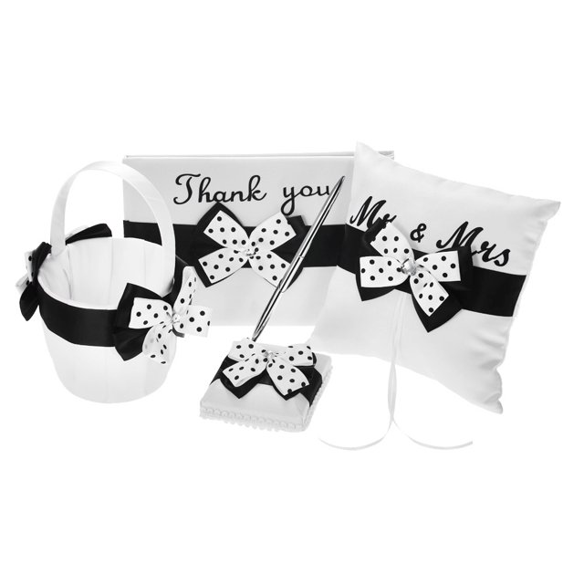4 unids / set suministros de la boda cesta de la muchacha de flor de satén + almohada del portador d Abanopi Suministros de boda