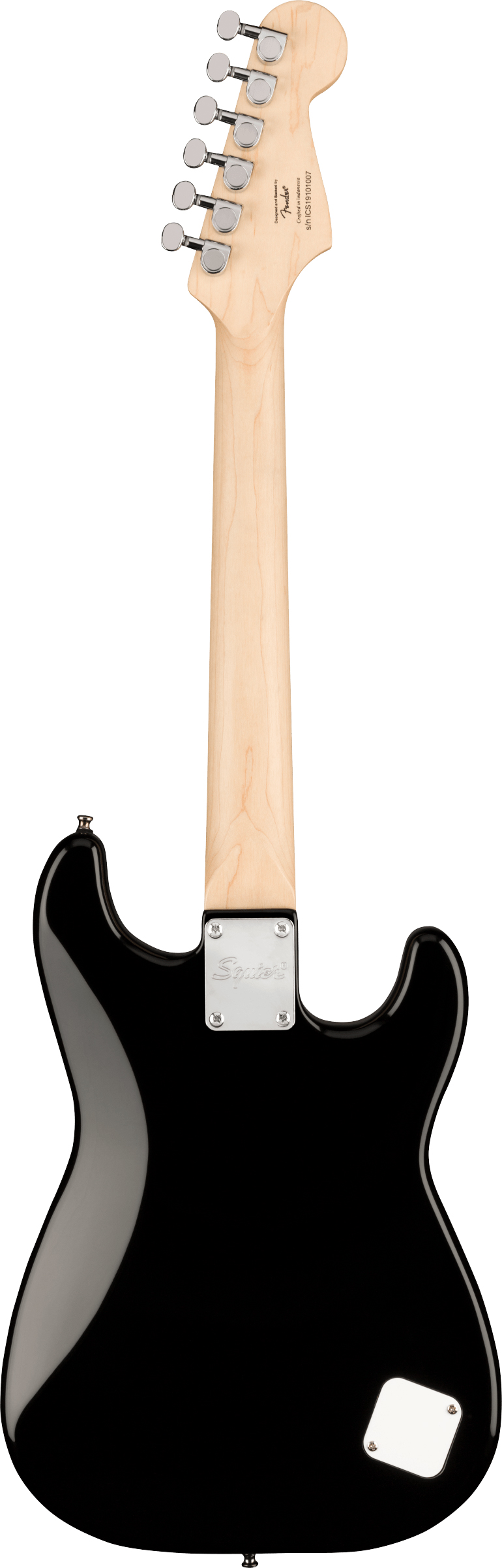 Fender Squier 3/4-Size Kids Mini Strat Electric Guitar, Left Handed - Black w/ Amplifier