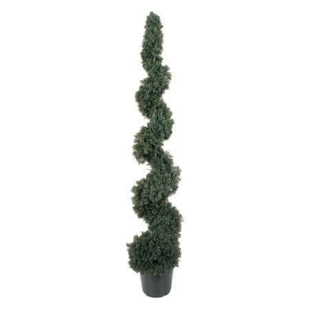 Nearly Natural Cedar Spiral Silk Topiary Nearly Natural 5  Cedar Spiral Silk Tree - Green With its soft foliage spiraling towards the sky  this 5  Cedar Spiral Tree is the ultimate expression of artistic horticulture. Whether you use it to enhance a room  a porch  or a deck (as it s perfect for both indoors and out)  one thing is certain - the gentle curves of the lush green leaves (all 1492 of them) will never fail to captivate you with their beauty. Height: 5 ft. Width: 12    Depth: 12  . Category: Silk Tree. Color: Green. Pot Size: W: 9 in  H: 8 in No of Leaves: 1492 Brand: Nearly Natural Model Number: 1368-5166Shipping Details