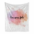 thumbnail image 1 of Love Soft Flannel Fleece Blanket, Dreamy Pastel Pinkish Colors Hearts Romantic Phrase About Love and Relationship, Cozy Plush for Indoor and Outdoor Use, 70" x 90", Peach Lilac Black, by Ambesonne, 1 of 6