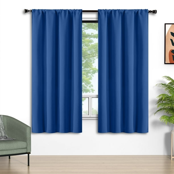 Cortinas Blackout Azul Marino, Cortinas de Oscurecimiento de Habitación con Bolsillo para Barra de 52x72 Pulgadas, Juego de 2 Paneles, Cortinas Térmicas Aisladas para Ventanas en Verano, Cortinas Sól