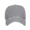 thumbnail image 3 of Toptie Women 3-Stripe Ponytail Baseball Cap Distressed Washed Messy High Bun Ponytail Hat-Grey, 3 of 7