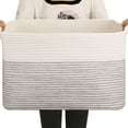 thumbnail image 1 of Extra Large Toy Storage Basket Rectangle Cotton Rope Storage Basket Blanket Basket Living Room Woven Baskets for Organizing x x esYellow/, 1 of 7