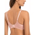 thumbnail image 3 of Deyllo Women's Non-Padding Push Up Bra Underwired Support Unlined Sheer Mesh Lace Bra Plus Size,Pink 38DD, 3 of 7