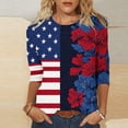 thumbnail image 2 of 250th Anniversary USA Shirt for Women 3/4 Sleeve 4th of July Tunic Tops Ladies Patriotic American Flag Blouse Independence Day Gift Multicolor 8 5XL, 2 of 5