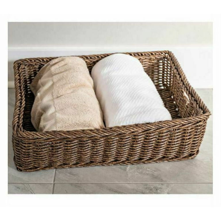 Baum Faux Wicker Woodstrip Edge 3 Piece Plastic Basket Set