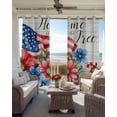 thumbnail image 6 of 4th of July Kitchen Curtains Independence Day Blue Red Floral Retro Cafe Short Curtains for Bathroom Blackout Window Curtain Grommet Small Window Treatment Drapes for Bedroom Living Room 52"x45"x2, 6 of 9