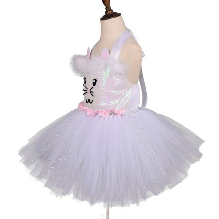 

dmqupv Girls Dresses 2t Toddler Kids Girls Infant Cartoon Rabbit Role Play Fancy Mesh Piano Recital Dress for Girls White 5-6 Years