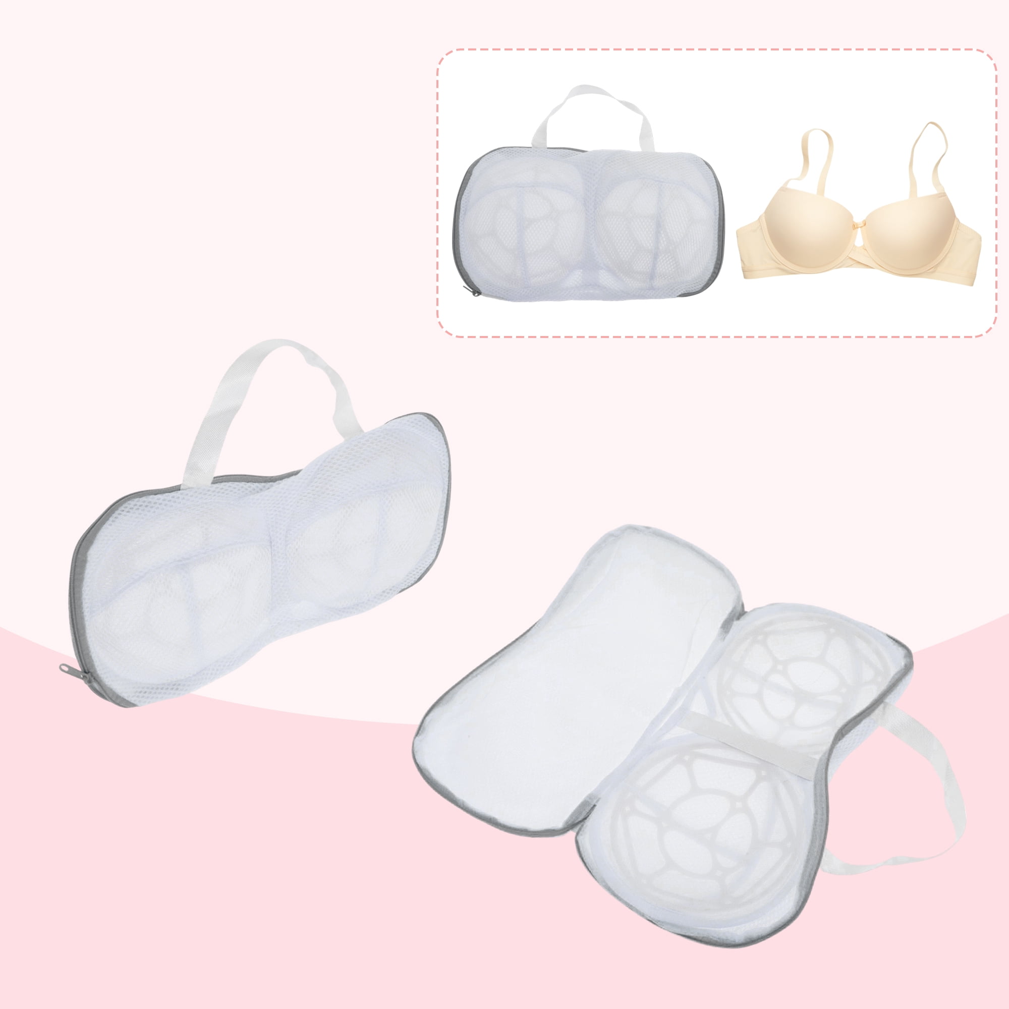 Unique Bargains Mesh Laundry Bags for Delicates with Zipper Closure Grey